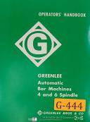 Greenlee-Greenlee Automatic Bar Machines, 4 & 6 Spindle, Operator\'s Manual Year (1965)-01